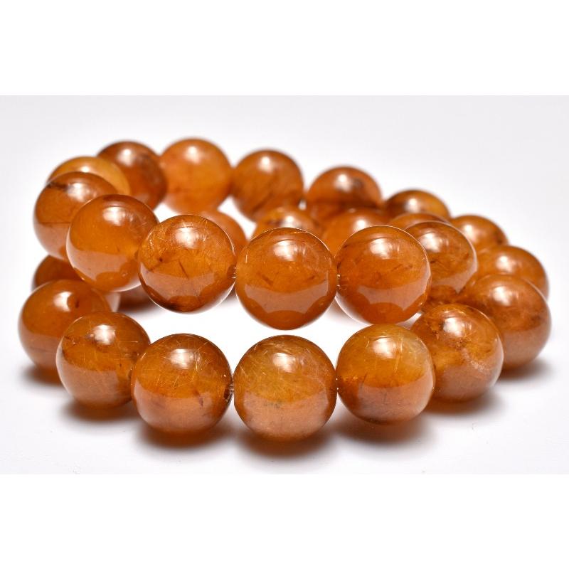 1点物】濃密オレンジ ブロンズルチルクォーツ 7.5mm ブレスレット