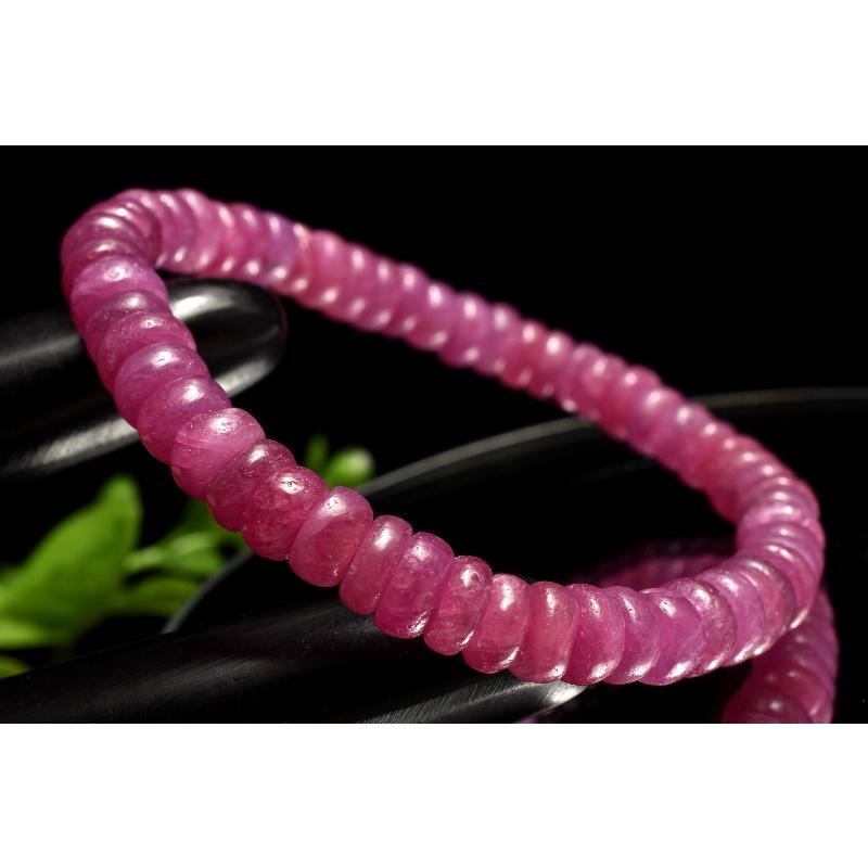 1点物】AA☆高発色 ルビー 6.5mm ボタン ブレスレット _MC8634