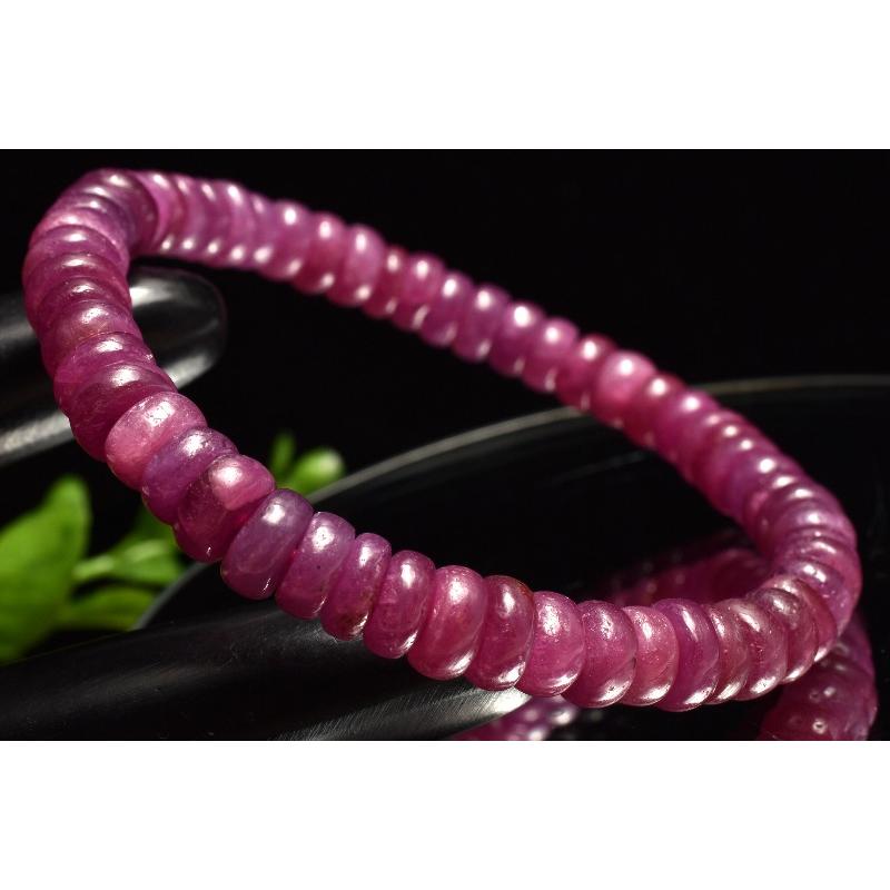 1点物】AA☆高発色 ルビー 6.5mm ボタン ブレスレット _MC8635