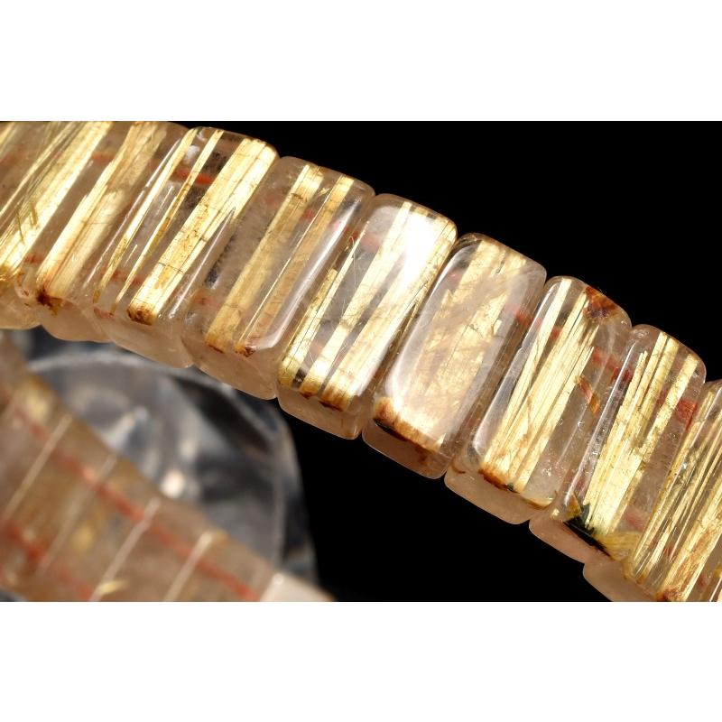 【１点物】迫力金針！ ゴールドタイチンルチルクォーツ　4-6x12mm　バングル _MC9991の画像