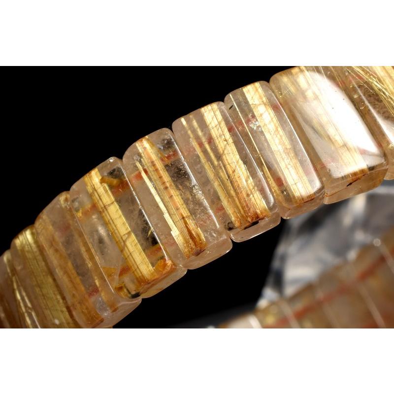 【１点物】迫力金針！ ゴールドタイチンルチルクォーツ　4-6x12mm　バングル _MC9991の画像