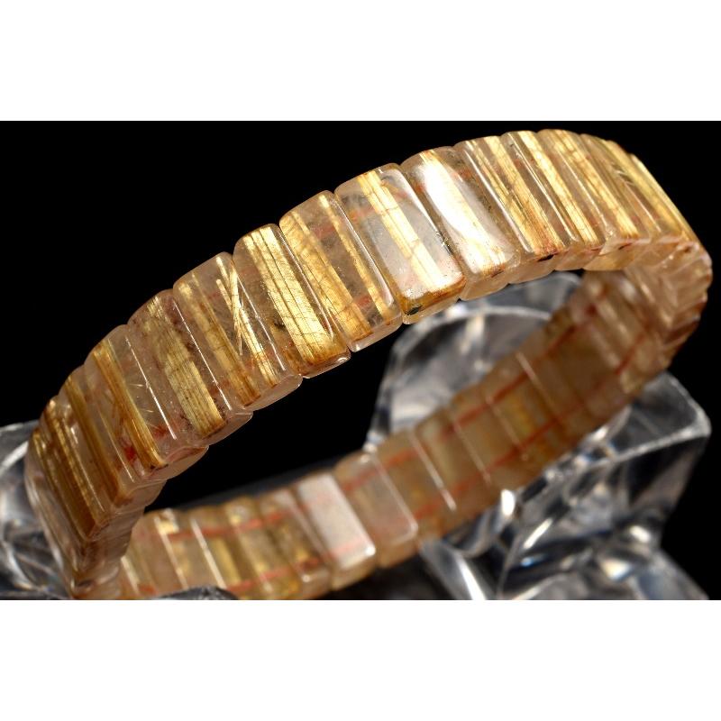 【１点物】迫力金針！ ゴールドタイチンルチルクォーツ　4-6x12mm　バングル _MC9991の画像