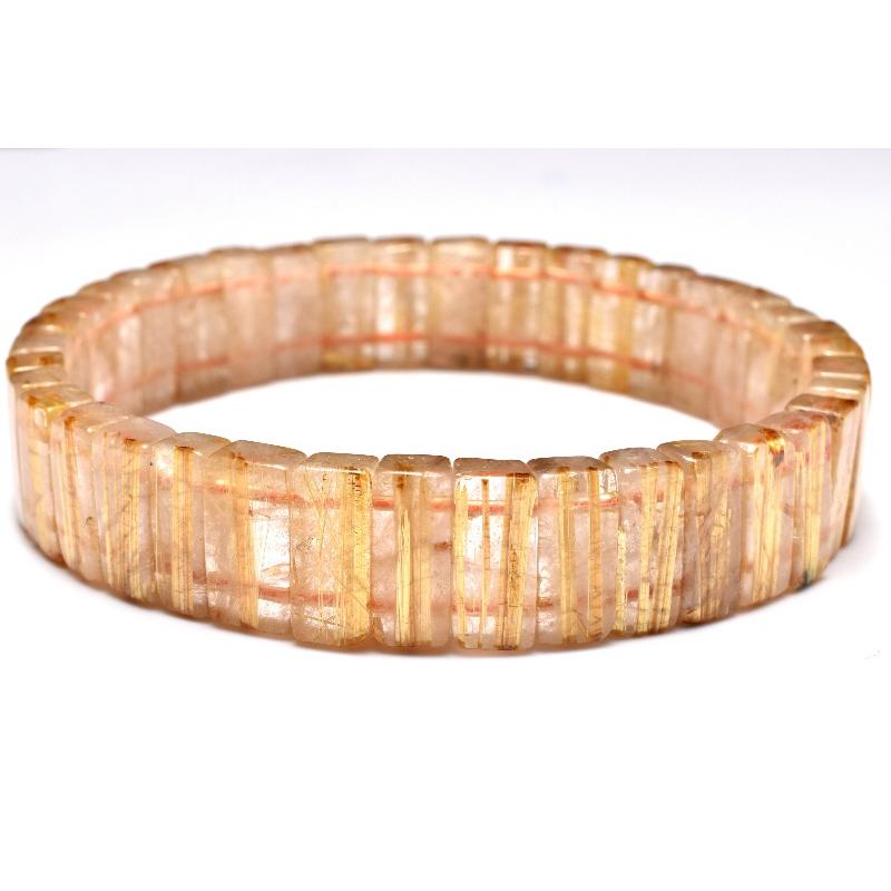 【１点物】迫力金針！ ゴールドタイチンルチルクォーツ　4-6x12mm　バングル _MC9991の画像