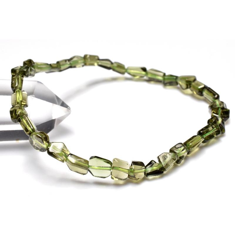 【１点物】極上SA級☆入手困難 モルダバイト　5-7.5x4-5mm　原石ラフカット ブレスレット _MD373の画像
