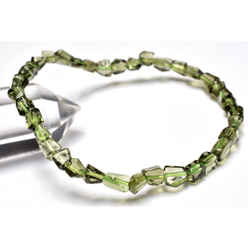【１点物】極上SA級☆入手困難 モルダバイト　5-6.5x4-4.5mm　原石ラフカット ブレスレット _MD374の画像