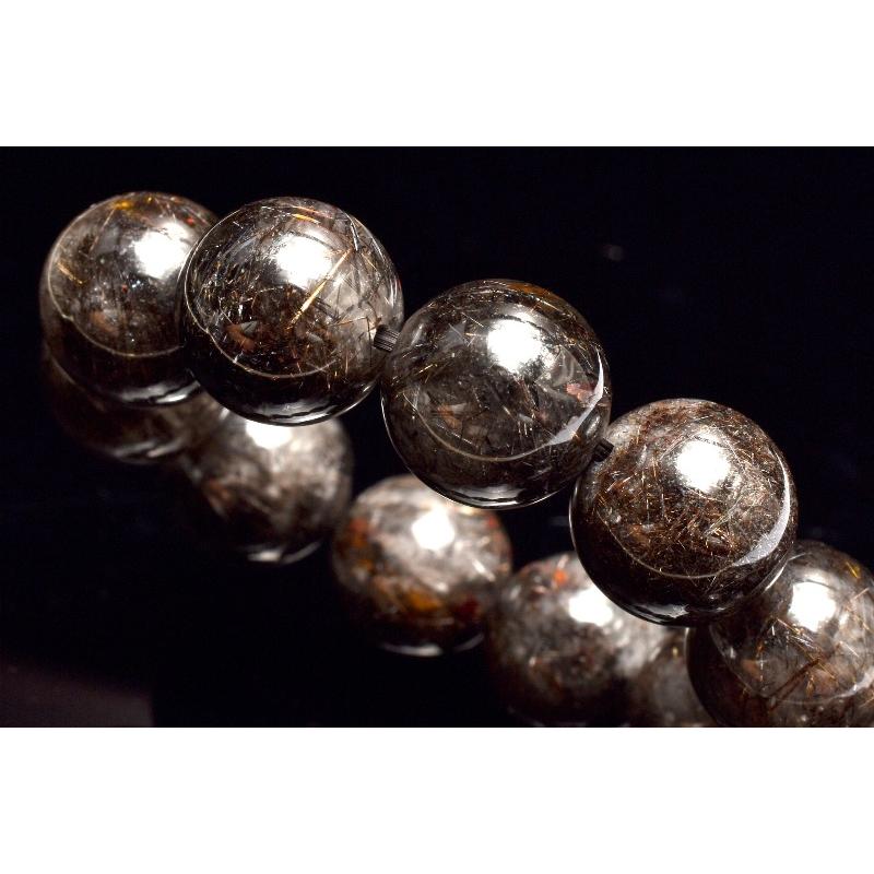 1点物】希少カラー◇濃密内包 ブラックブロンズルチルクォーツ 11mm