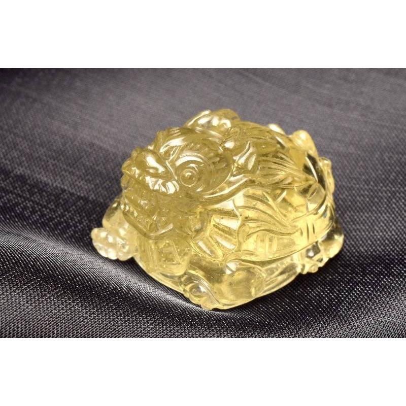 1点物】AA☆繊細彫刻 リビアングラス 27x21x17mm 龍亀彫刻 置物 