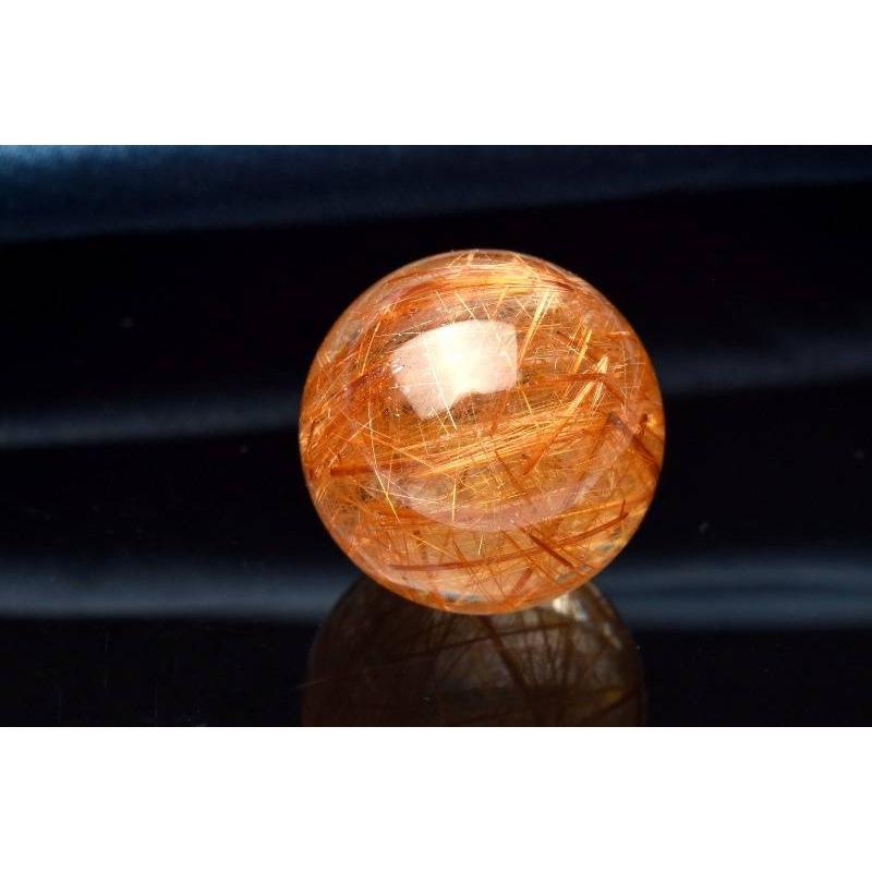 1点物】AAA+☆濃密内包 オレンジルチルクォーツ 14mm 丸玉(台座なし 