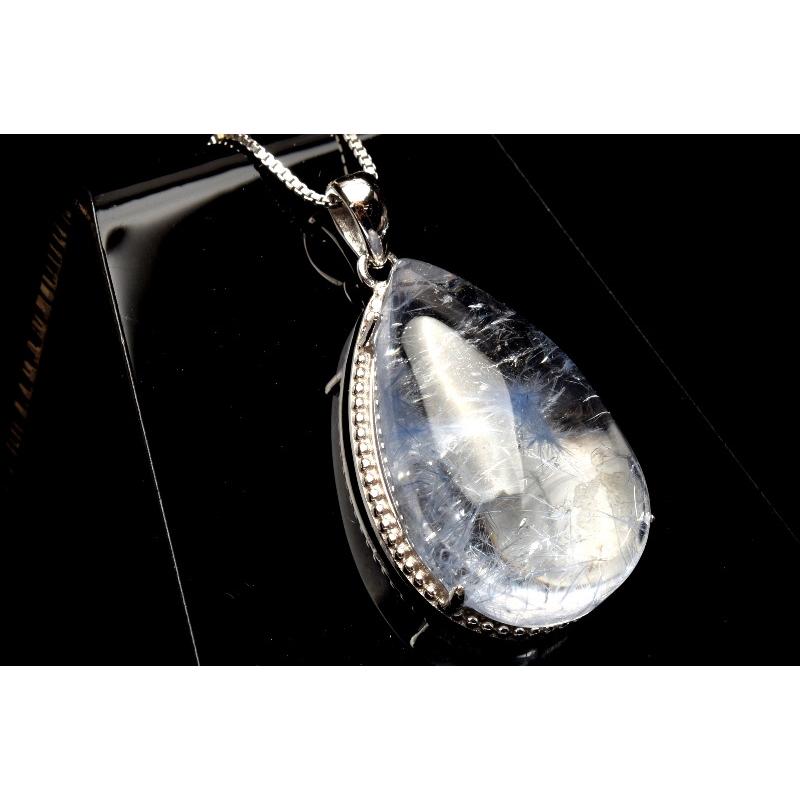 1点物】Silver925☆AAA+透明 デュモルチェライトインクォーツ 23x13mm 