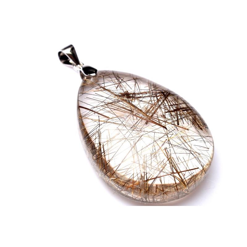 1点物】Silver925◇繊細銀針 シルバールチルクォーツ 35x25mm