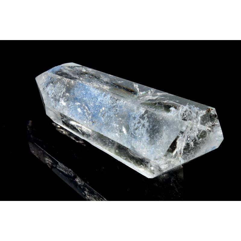 希少 デュモルチェライトインクォーツ 原石 280g 研磨済 台座付き 希少