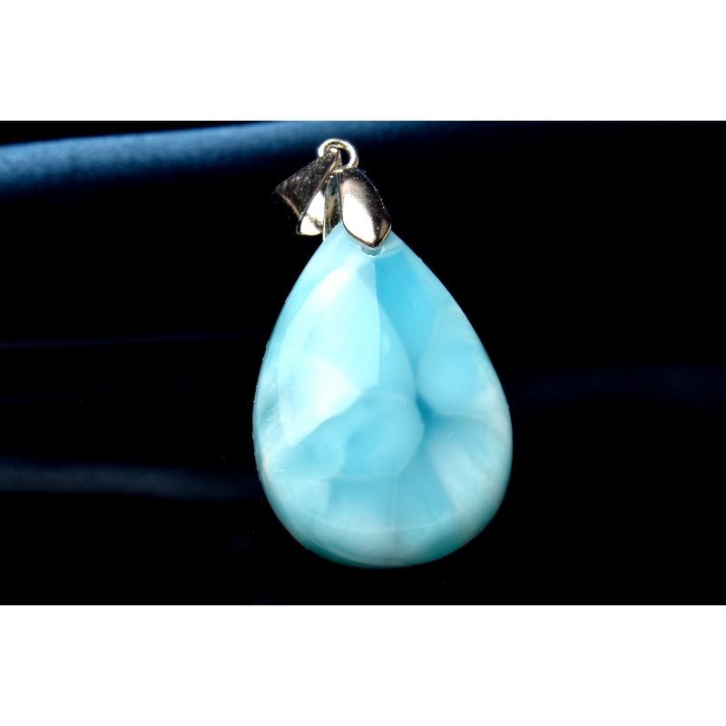 1点物】Silver925☆AAA揺れるカリブブルー ラリマー 22x15mm ドロップ