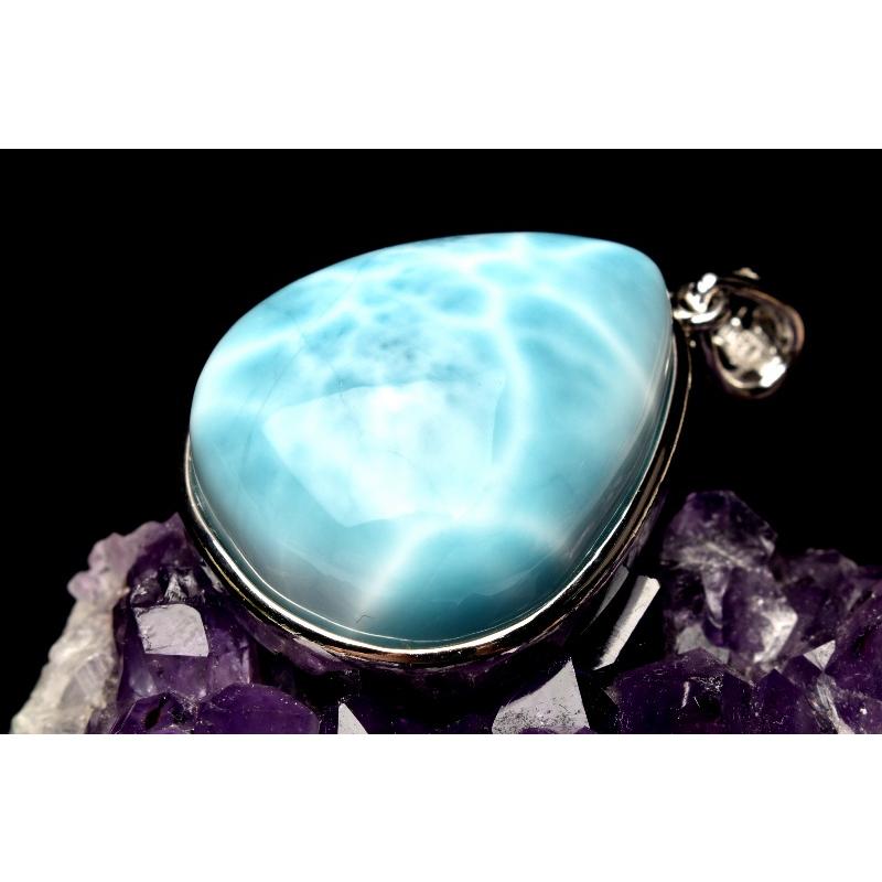 ラリマー A 1点物】AA☆Silver925 ラリマー 22x19mm ドロップ ペンダントトップ