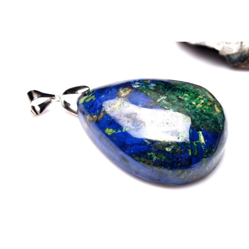 1点物】Silver925◇高発色 アズライトマラカイト 31x25mm ドロップ 