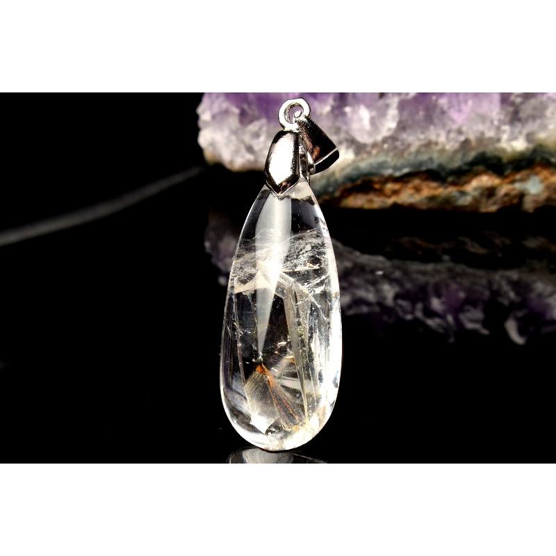 1点物】Silver925◇希少 クォーツインクォーツ(貫入水晶) 27x11mm