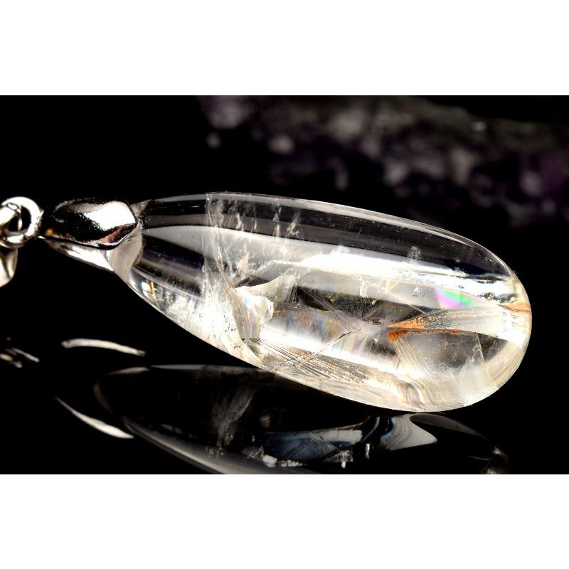 1点物】Silver925◇希少 クォーツインクォーツ(貫入水晶) 27x11mm
