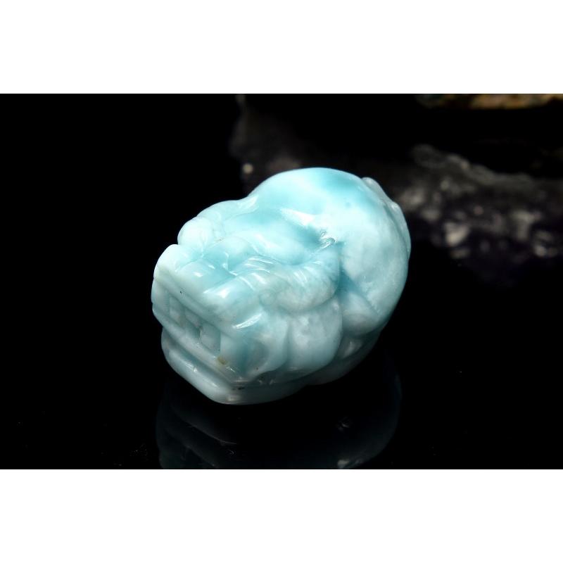 1点物】繊細彫刻 ラリマー 17x13mm 貔貅彫刻(貫通穴) ビーズ _PC5837