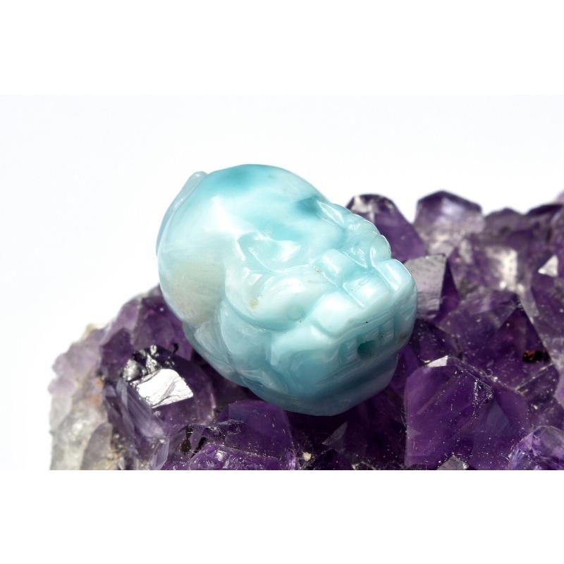 1点物】繊細彫刻 ラリマー 17x13mm 貔貅彫刻(貫通穴) ビーズ _PC5837