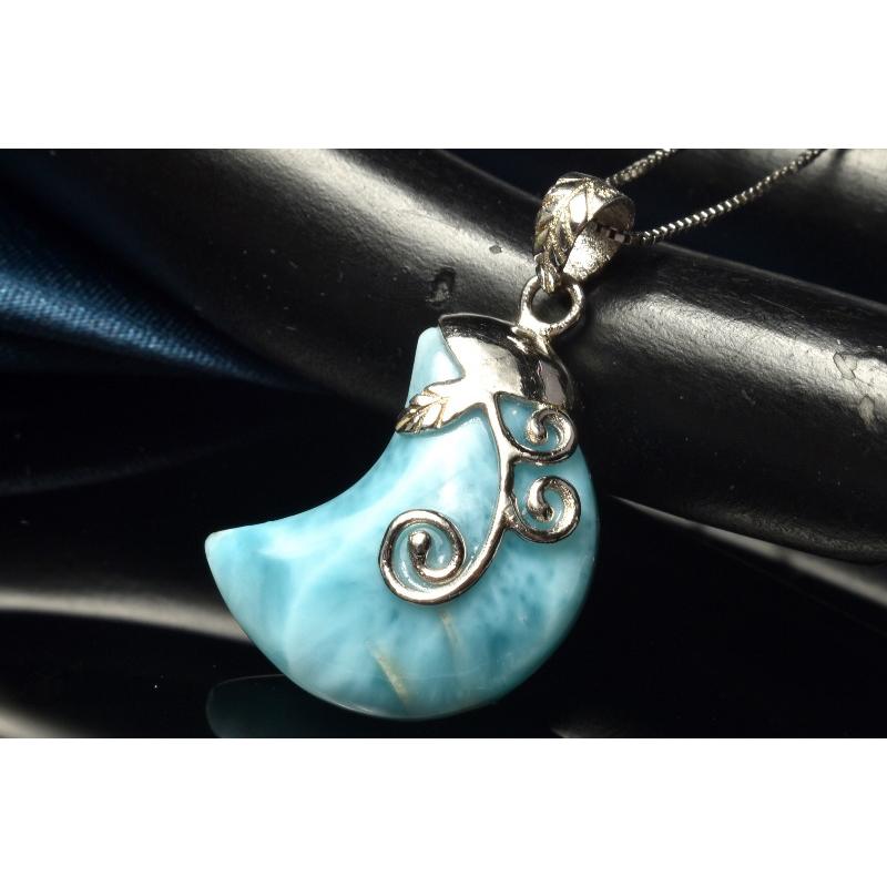 1点物】Silver925◇ ラリマー 19x16mm 三日月 ペンダントトップ 