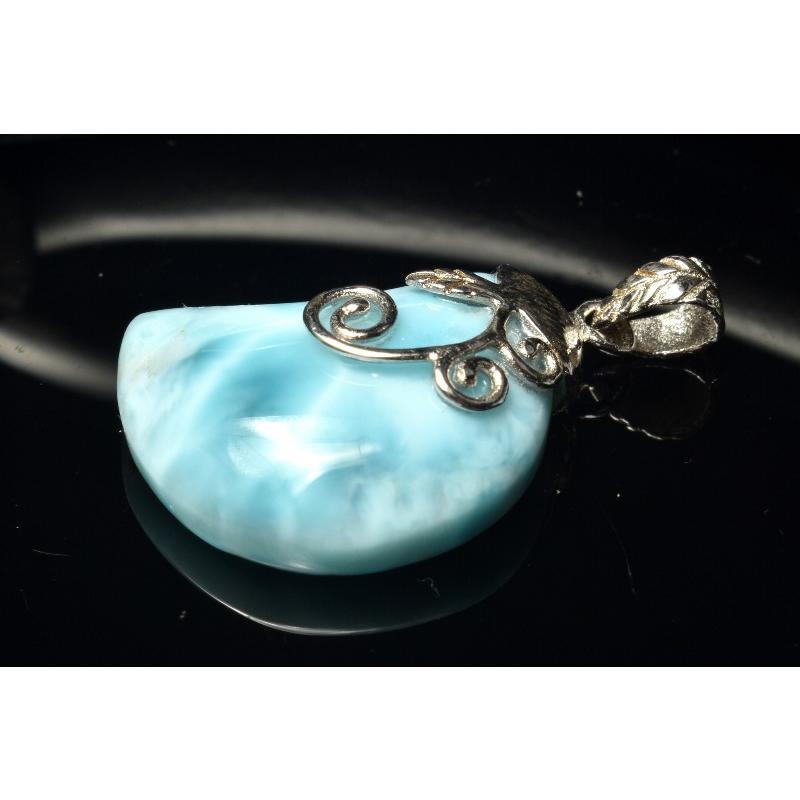 値下げ 特大 ラリマー 三日月 ペンダント 1点物】Silver925◇訳あり ラリマー 20x17mm 三日月 ペンダントトップ