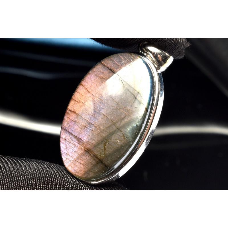 1点物】Silver925◇パープルシラー ラブラドライト 28x17mm オーバル 