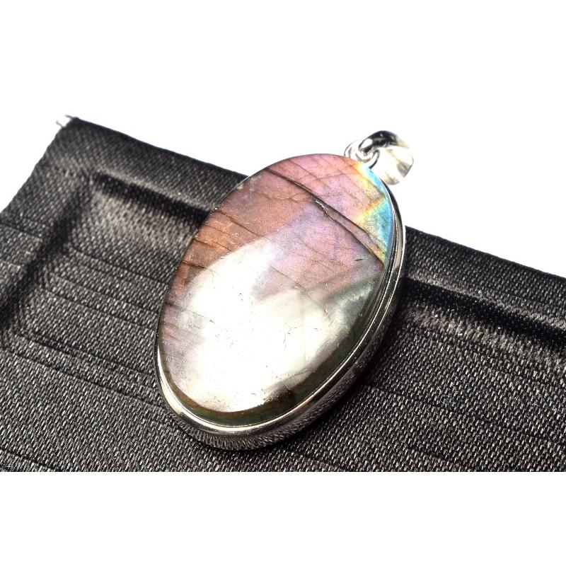 1点物】Silver925◇パープルシラー ラブラドライト 28x17mm オーバル 