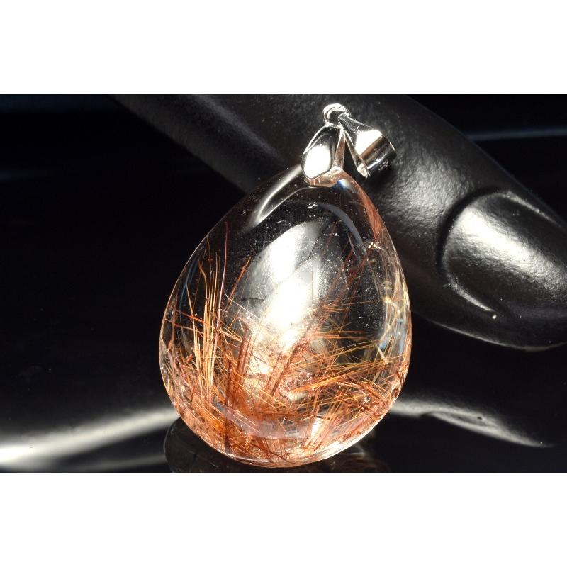1点物】Silver925◇高発色 ブロンズルチルクォーツ 28x22mm ドロップ