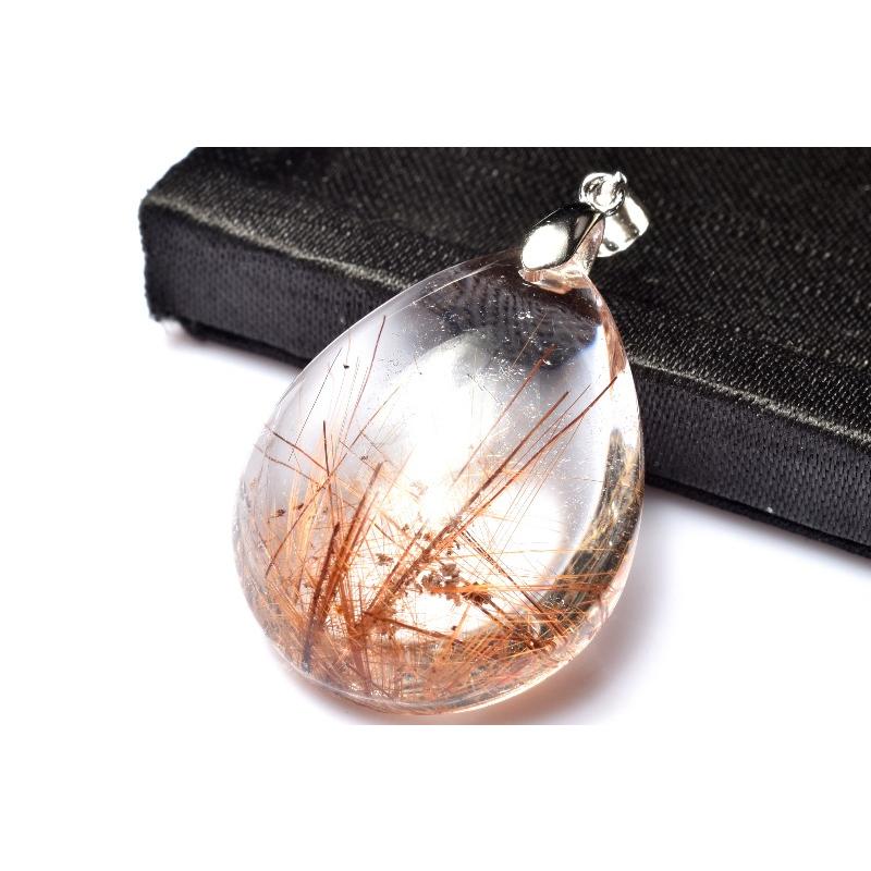 1点物】Silver925◇高発色 ブロンズルチルクォーツ 28x22mm ドロップ