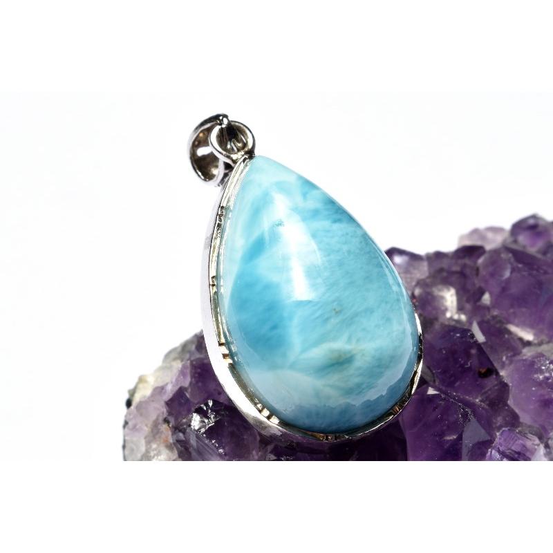 1点物】Silver925◇ ラリマー 24x16mm ドロップ ペンダントトップ