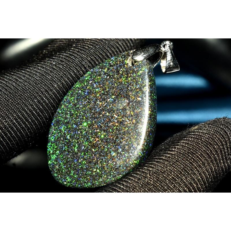 1点物】Silver925◇遊色効果 ブラックマトリックスオパール 32x22mm