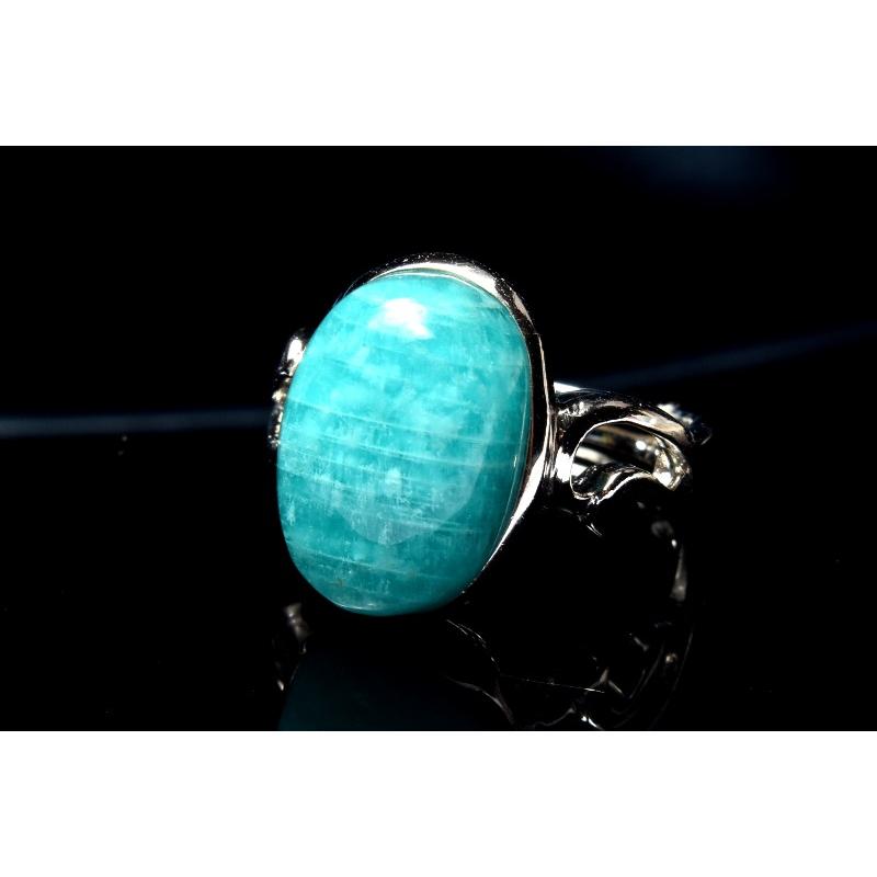 1点物】Silver925◇ロシア産 アマゾナイト 16x11mm オーバル 指輪
