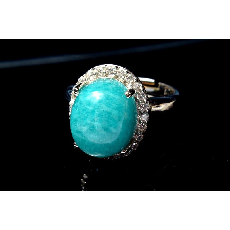 1点物】Silver925◇ロシア産 アマゾナイト 12x10mm オーバル 指輪