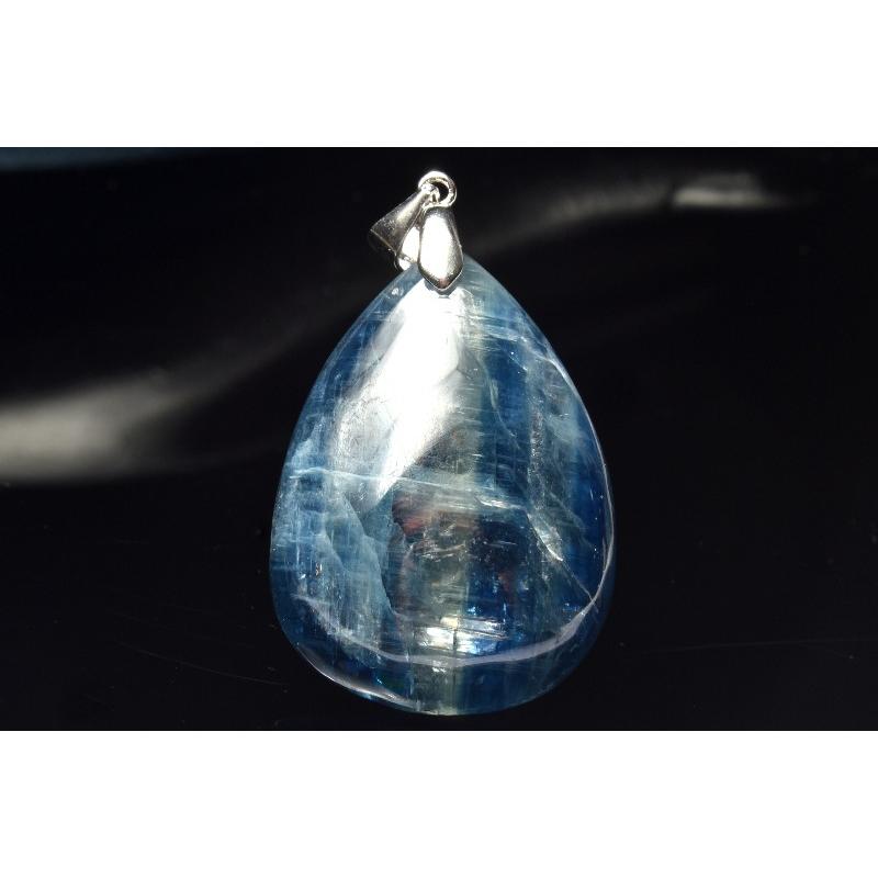 1点物】Silver925◇天然無着色 カイヤナイトシリカ 30x22mm ドロップ 