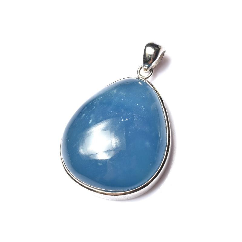 1点物】Silver925◇高発色 ブルーカルサイト 29x24mm ドロップ 