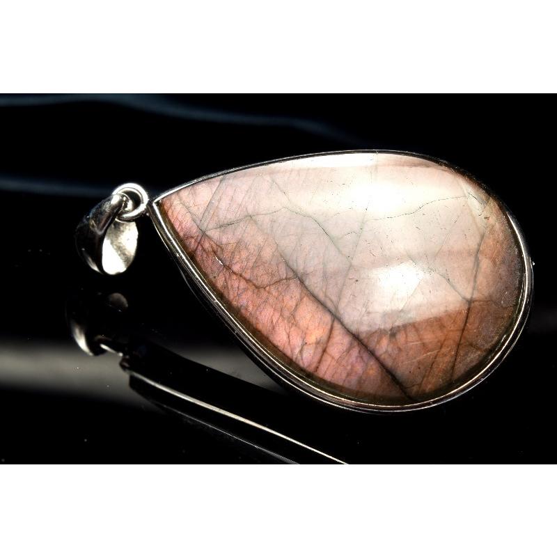 1点物】Silver925◇パープルシラー ラブラドライト 30x20mm ドロップ 