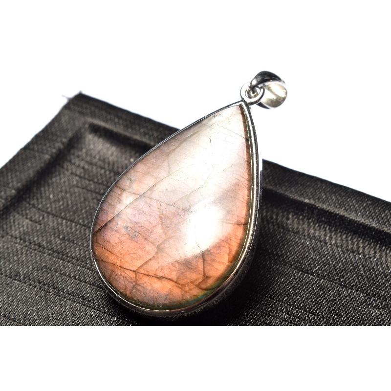 1点物】Silver925◇パープルシラー ラブラドライト 30x20mm ドロップ 