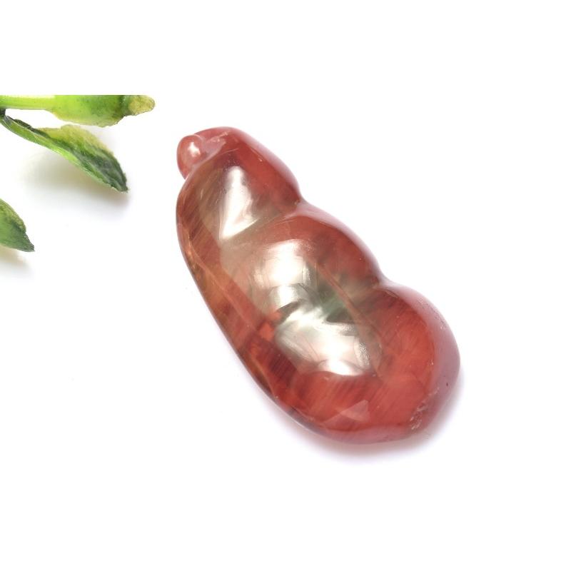 1点物】AAA☆チベット産聖石 アンデシン 25x13mm 福豆彫刻(トップ穴 