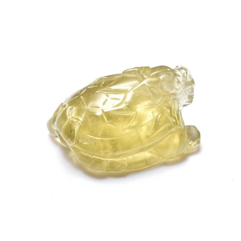 1点物】AAA+☆繊細彫刻 リビアングラス 34x26mm 龍亀 置物 _PC8709