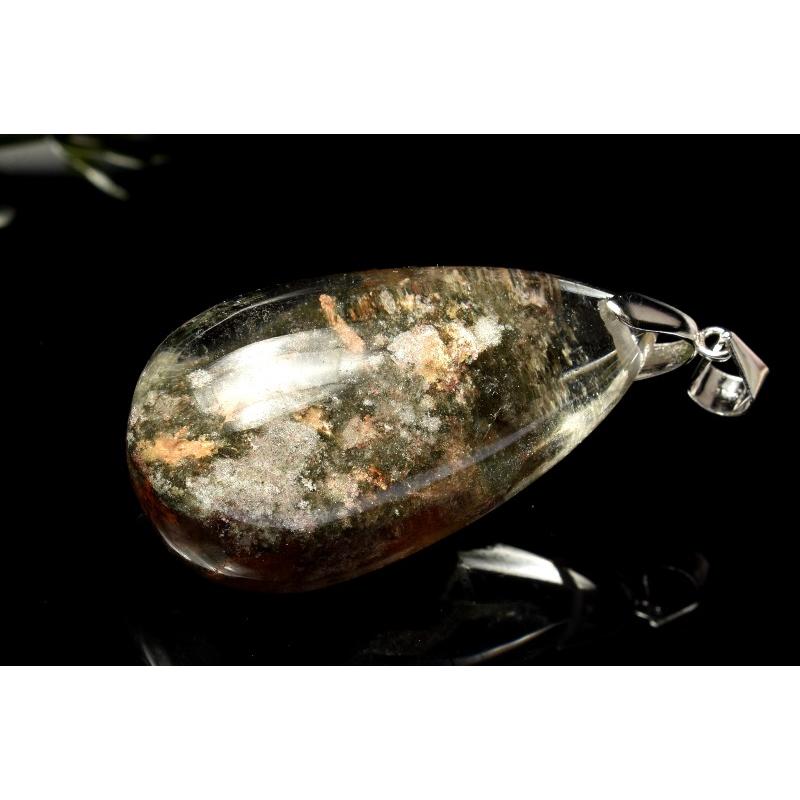 1点物】Silver925◇庭園水晶 ガーデンクォーツ 35x19mm ドロップ 