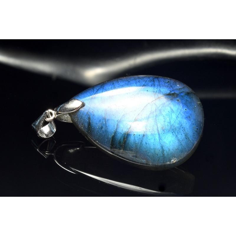 1点物】Silver925◇ブルーシラー ラブラドライト 30x20mm ドロップ
