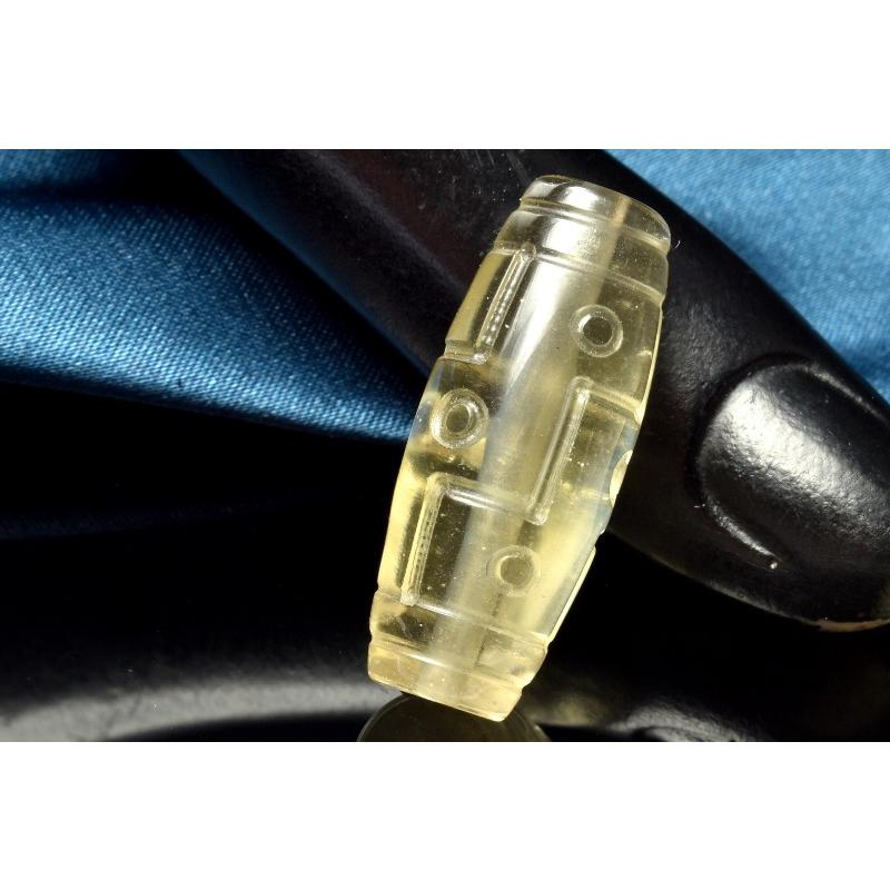 1点物】AAA激レア☆透明レモンカラー◇ リビアングラス 29x12mm 九眼