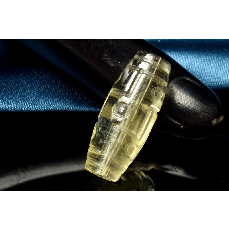 1点物】AAA激レア☆透明レモンカラー◇ リビアングラス 29x12mm 九眼