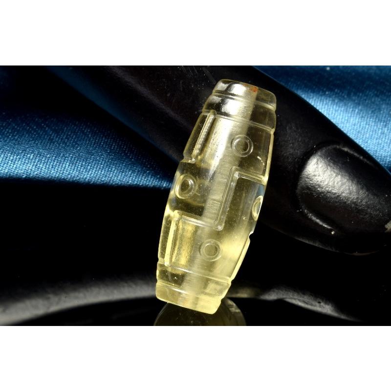 1点物】AAA激レア☆透明レモンカラー◇ リビアングラス 29x12mm 九眼