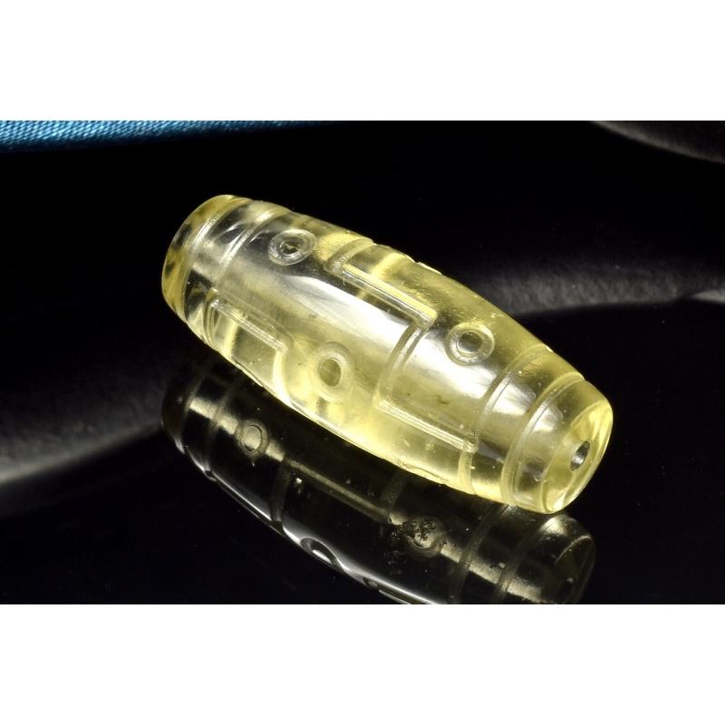 1点物】AAA激レア☆透明レモンカラー◇ リビアングラス 29x12mm 九眼