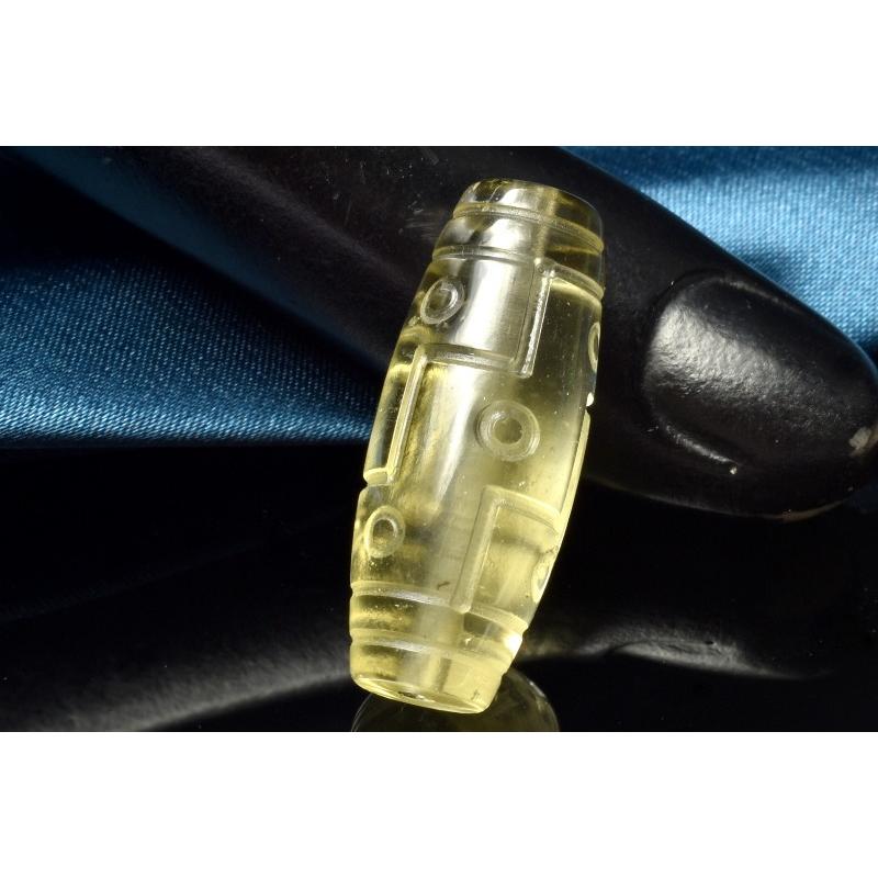 1点物】AAA激レア☆透明レモンカラー◇ リビアングラス 29x12mm 九眼