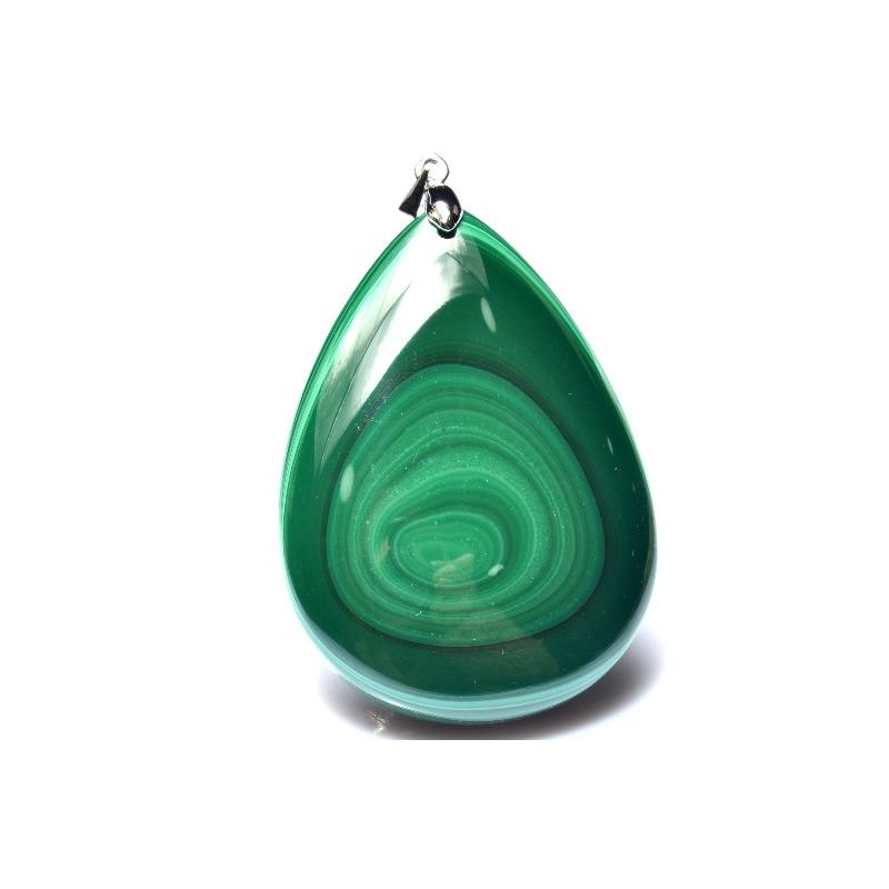 1点物】天然高発色◇天眼模様 マラカイト(孔雀石) 45x32mm ドロップ