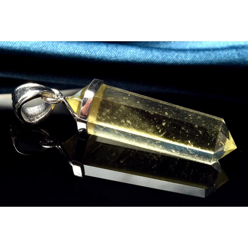 1点物】Silver925◇AAA透明レモンカラー リビアングラス 35x10mm