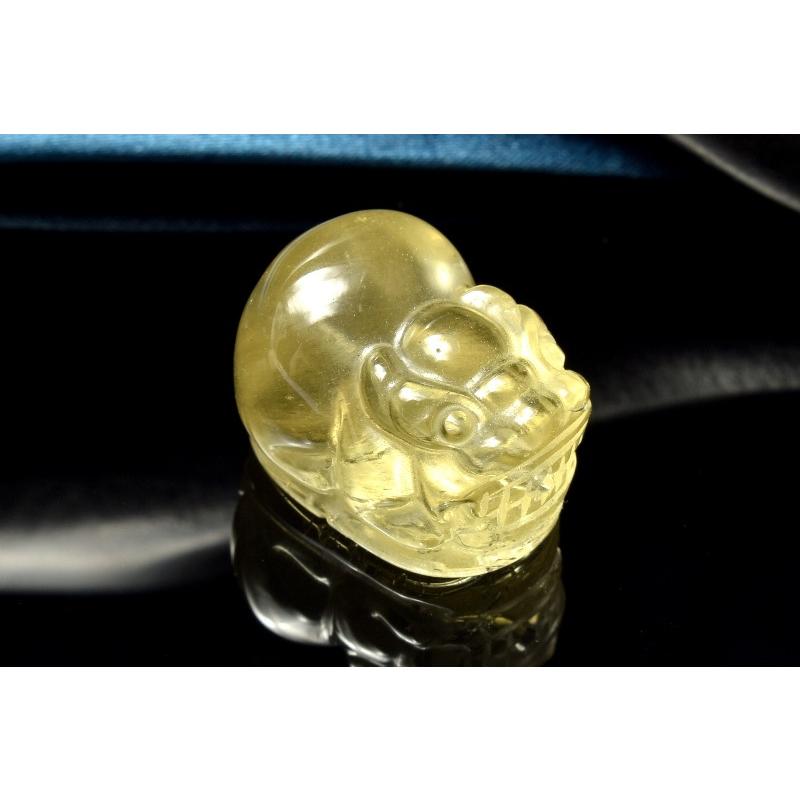 1点物】AAA激レア☆透明レモンカラー リビアングラス 21x16mm 貔貅