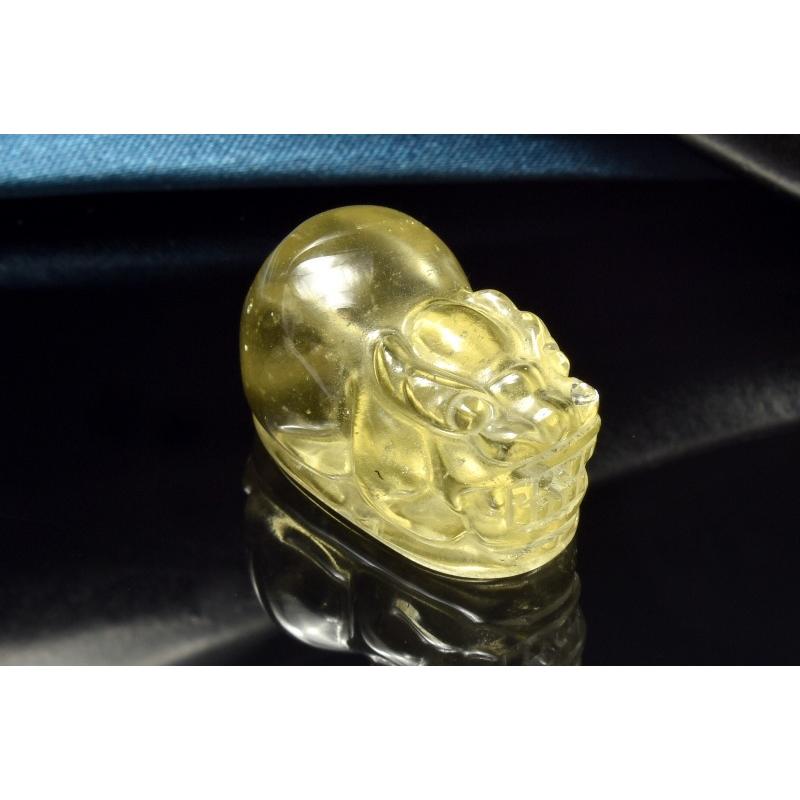 1点物】AAA激レア☆透明レモンカラー リビアングラス 24x14mm 貔貅