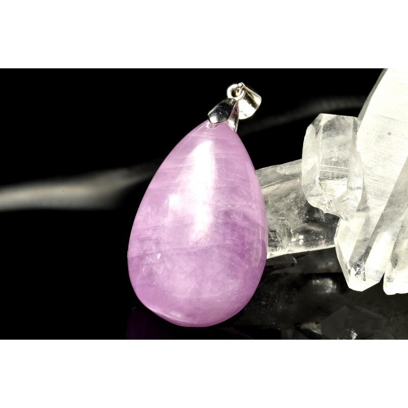 1点物】Silver925◇高発色 クンツァイト 29x18mm ドロップ ペンダント 